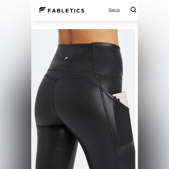 Fabletics women’s size large black fog foil high waisted leggings - Picture 3 of 9